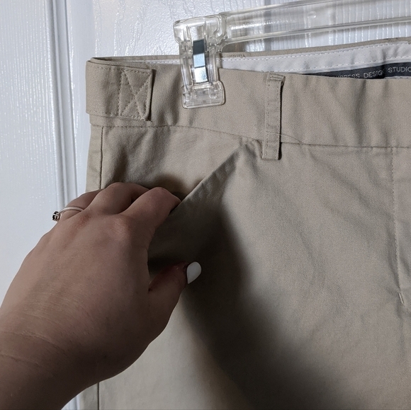 Like-New Express Design Studios Editor Khaki Wide Leg Dress Pants Size 10 - Picture 6 of 9